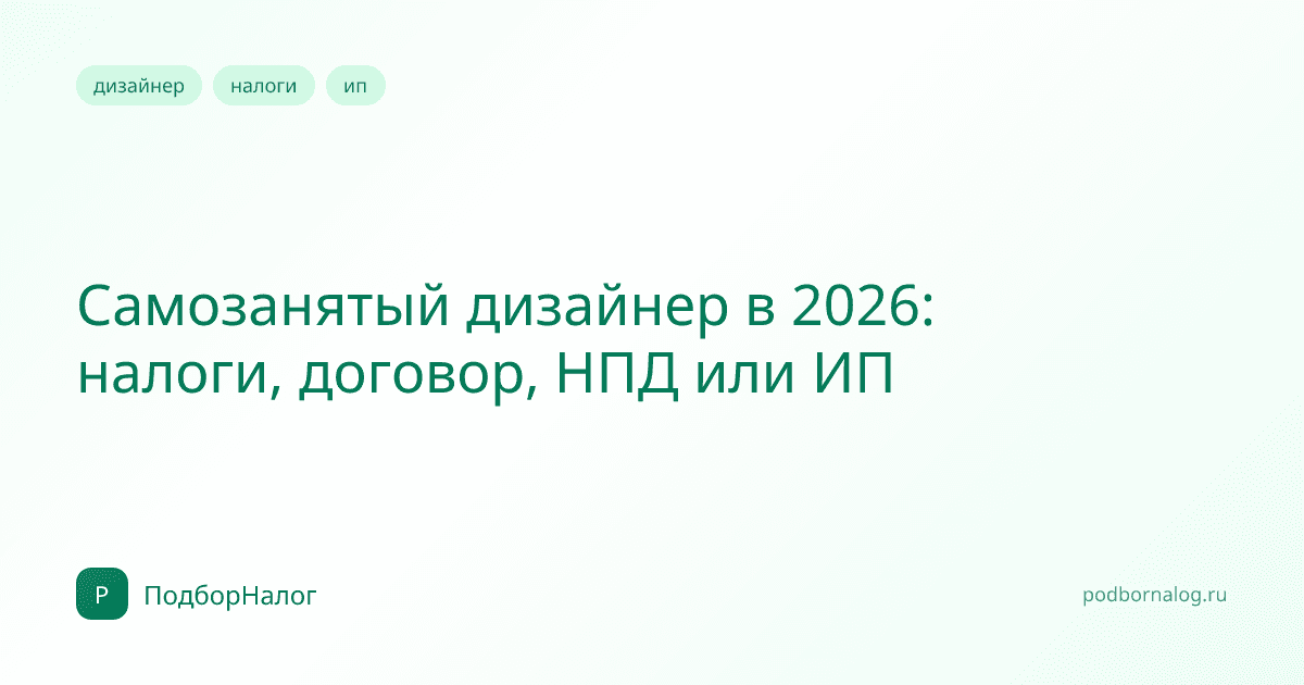 Самозанятый дизайнер в 2026: налоги, договор и ИП