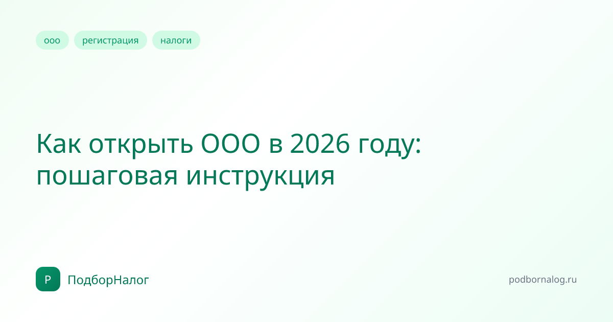 Как открыть ООО в 2026 году: пошаговая инструкция